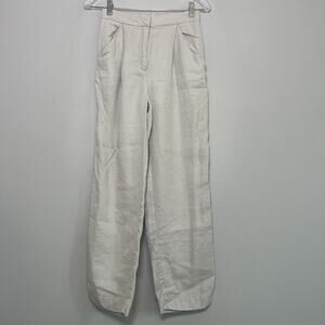 Aritzia Wilfred The Effortless Pant Linen Natural Size 2 High-Rise Pleated Boho